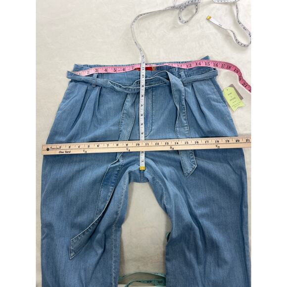 New Anthropologie Cartonnier Chambray Paperbag Trousers with Tie Waist Small - Picture 11 of 13